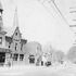  This 1885 photograph shows Centre Steet between Thomas and Green Streets. The old firehouse can be seen on the left which houses JP Licks today. Note the hose and bell tower on the firehouse. This tower has been significantly modified in modern history. The building beyond the firehouse bears signs for a hardware store and M.T. Wallace Groceries. The building to the left of the firehouse displays a sign, "Quincy." Note the overhead catenary wires for the approaching electric trolley car. Photograph courtesy of the Boston Public Library.