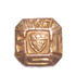<div><span>Photograph of a graduation pin from the eighth grade of the St. Thomas School (1936). </span>Across the top of the pin is engraved the year 1936, on the left part of the pin is the letter “S”, on the right part of the pin is the letter “T” and on the bottom is the letter “S” for St. Thomas School. The center of the pin displays the school Coat of Arms. Courtesy of Kenneth S. Bailey.</div><br/>